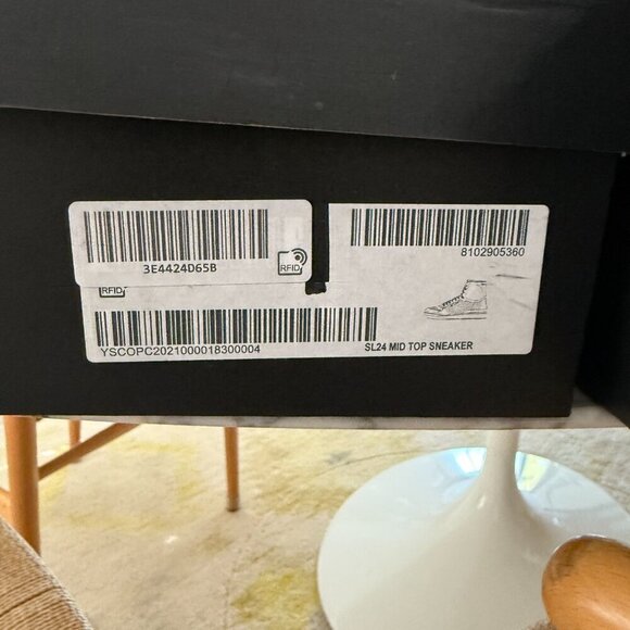 YSL SAINT LAURENT 610618 SL24 LEATHER SNEAKERS MID TOP WHITE BLUE SZ 41 - Picture 10 of 10